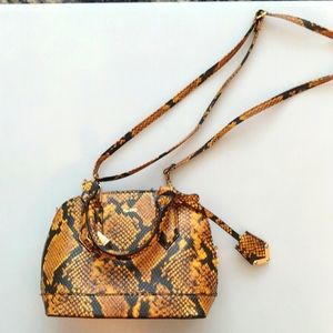 - -Aldo gold & black snake print removable strap crossbody purse